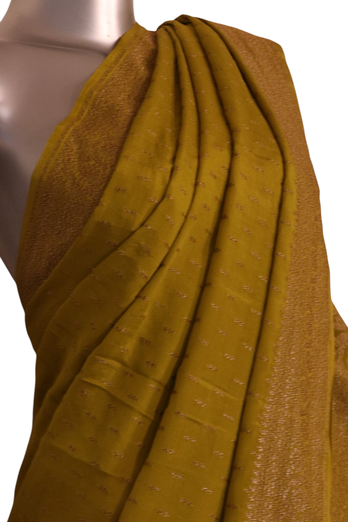 Pure Handloom Zari Butta Banarasi Crepe Silk Saree AL200312