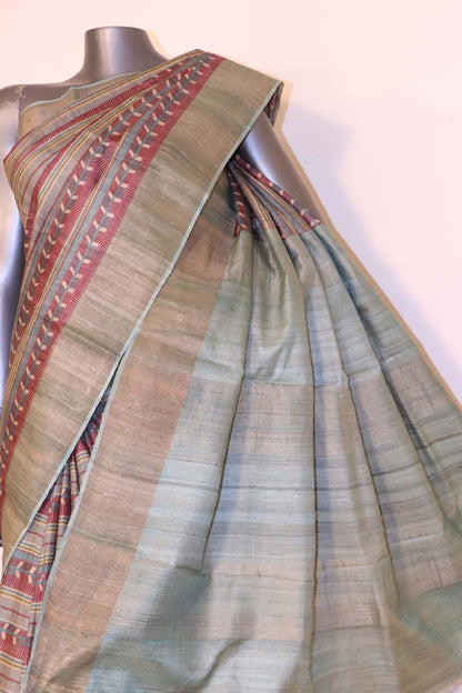 Handloom Printed Tussar Silk Saree AI209163