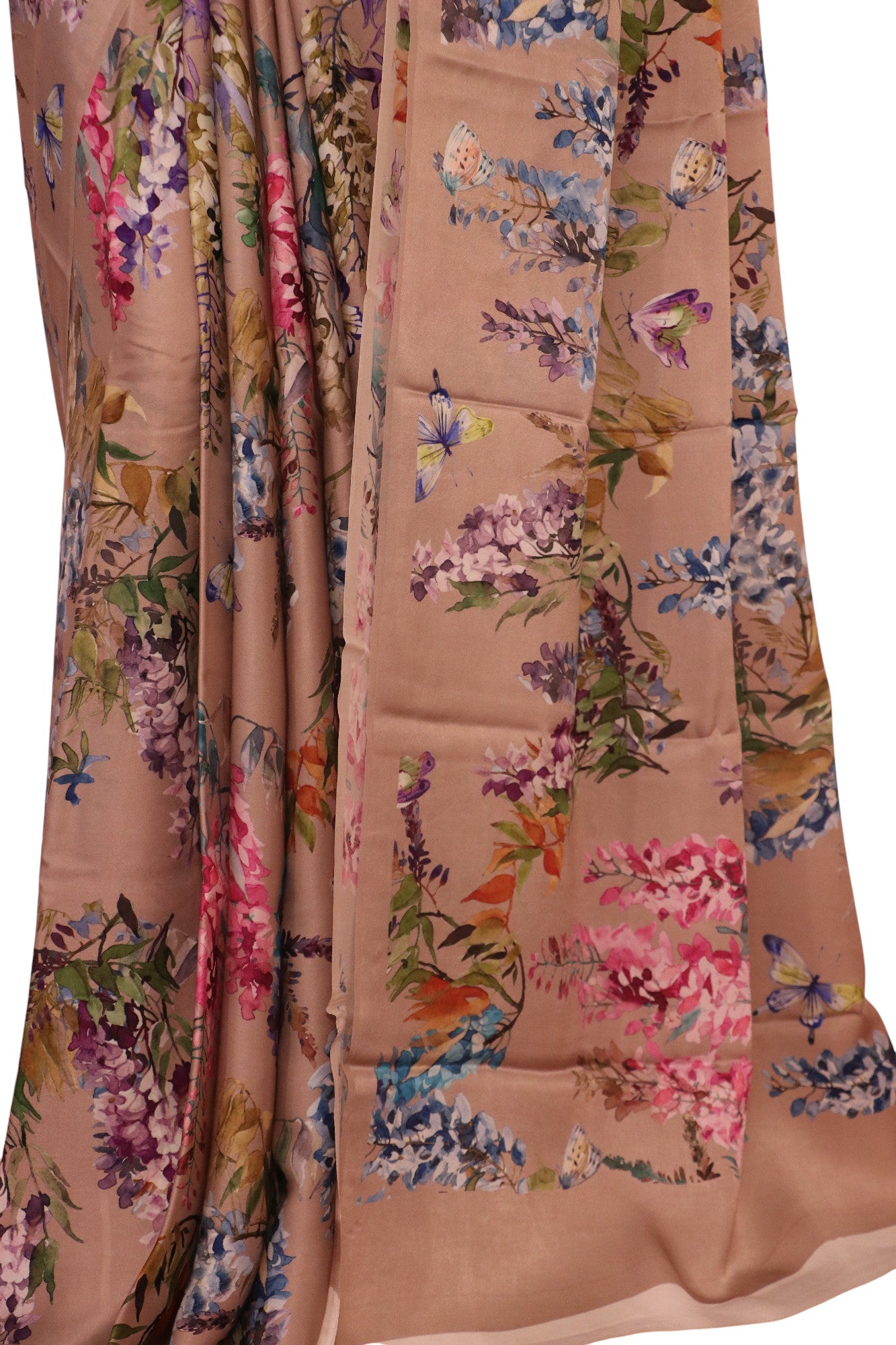 designer floral pure satin crepe silk saree ak212684