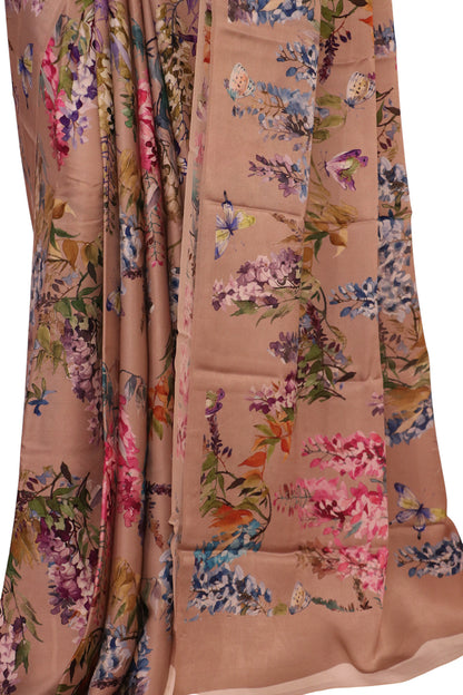 Designer Floral Pure Satin Crepe Silk Saree AK212684