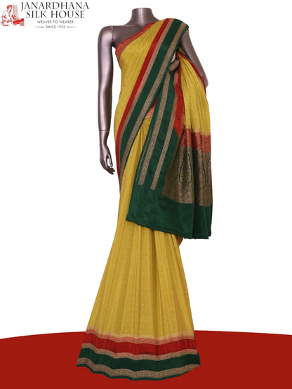 Pure Handloom Zari Butta Banarasi Crepe Silk Saree AL212242