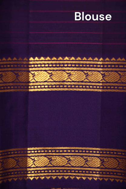 Traditional Checks and Contrast Kanjeevaram Silk Saree AJ212203