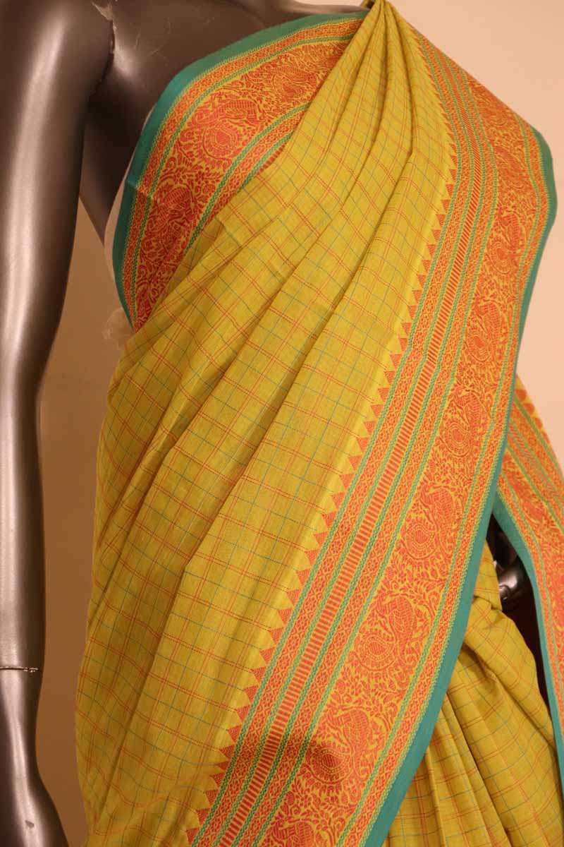 village thread weave silk cotton saree ag201116
