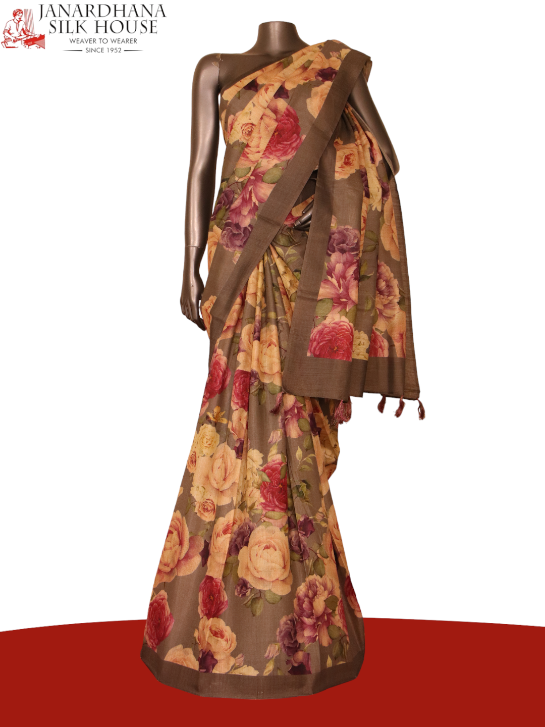 Floral Designer Pure Tussar Silk Saree AJ205506