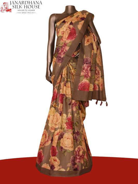 Floral Designer Pure Tussar Silk Saree AJ205506