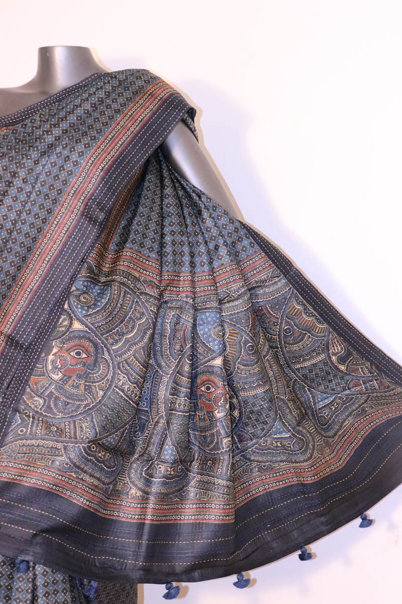 Madhubani Exclusive Pure Tussar Silk Saree AI208593