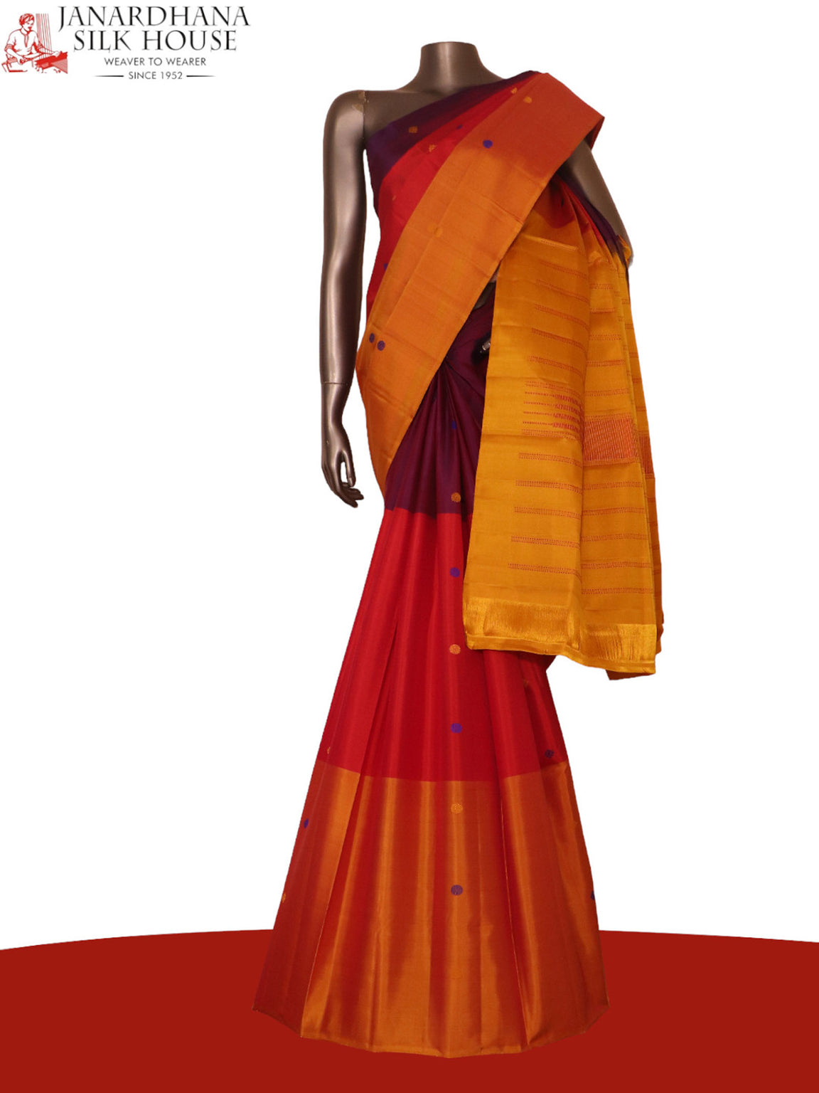 Pure Handloom Thread Muppagam Three Color Kanjeevaram Silk Saree AK201671
