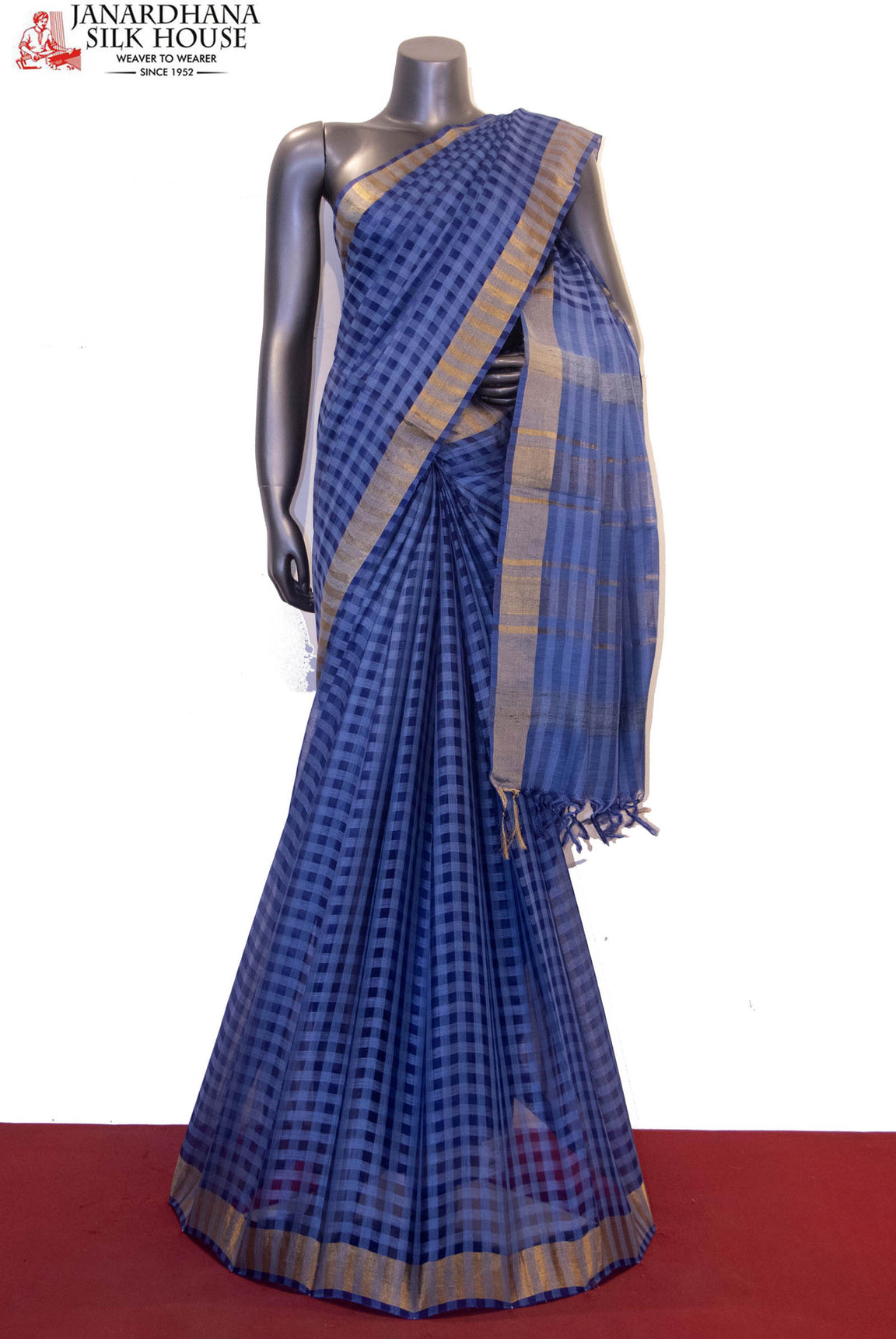 Checks Classic Handloom Pure Tussar Silk Saree AF211359