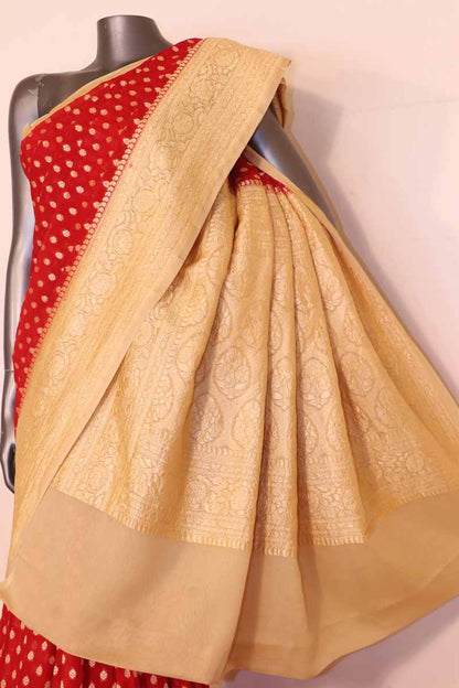 Exclusive Butta Contrast Banarasi Georgette Silk Saree AG211035