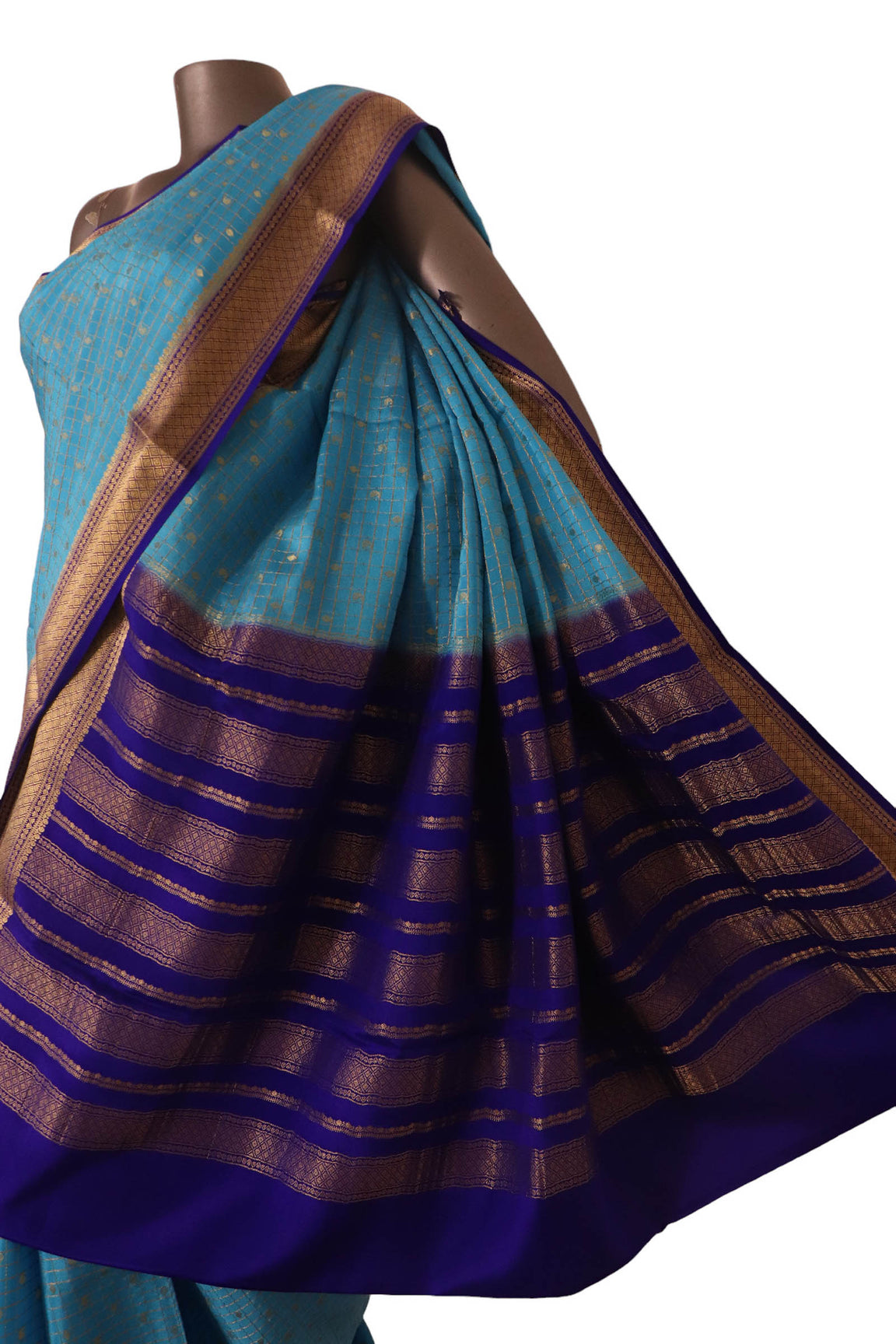 Zari Checks Classic Mysore Crepe Silk Saree AJ210610