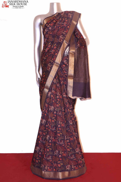 Exclusive Pure Printed Tussar Silk Saree AI201942