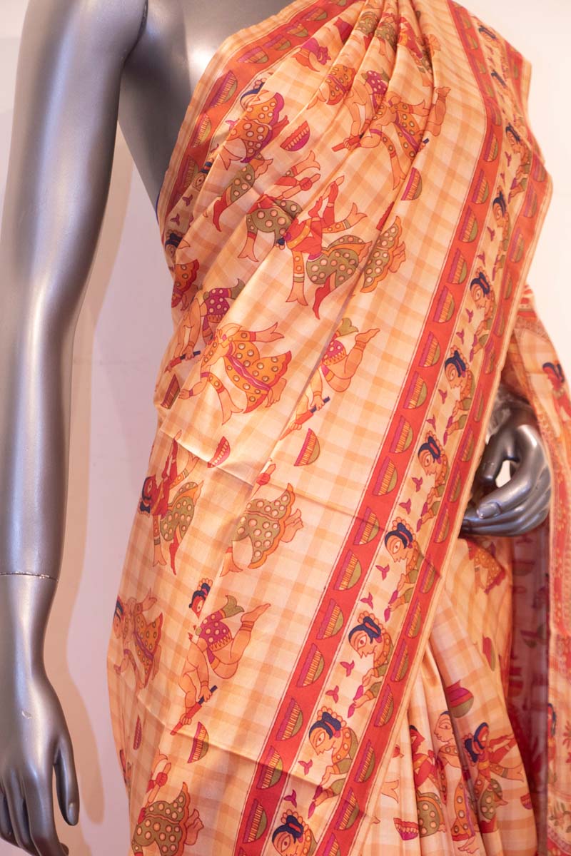 exquisite prints &amp; checks pure printed silk saree af211652