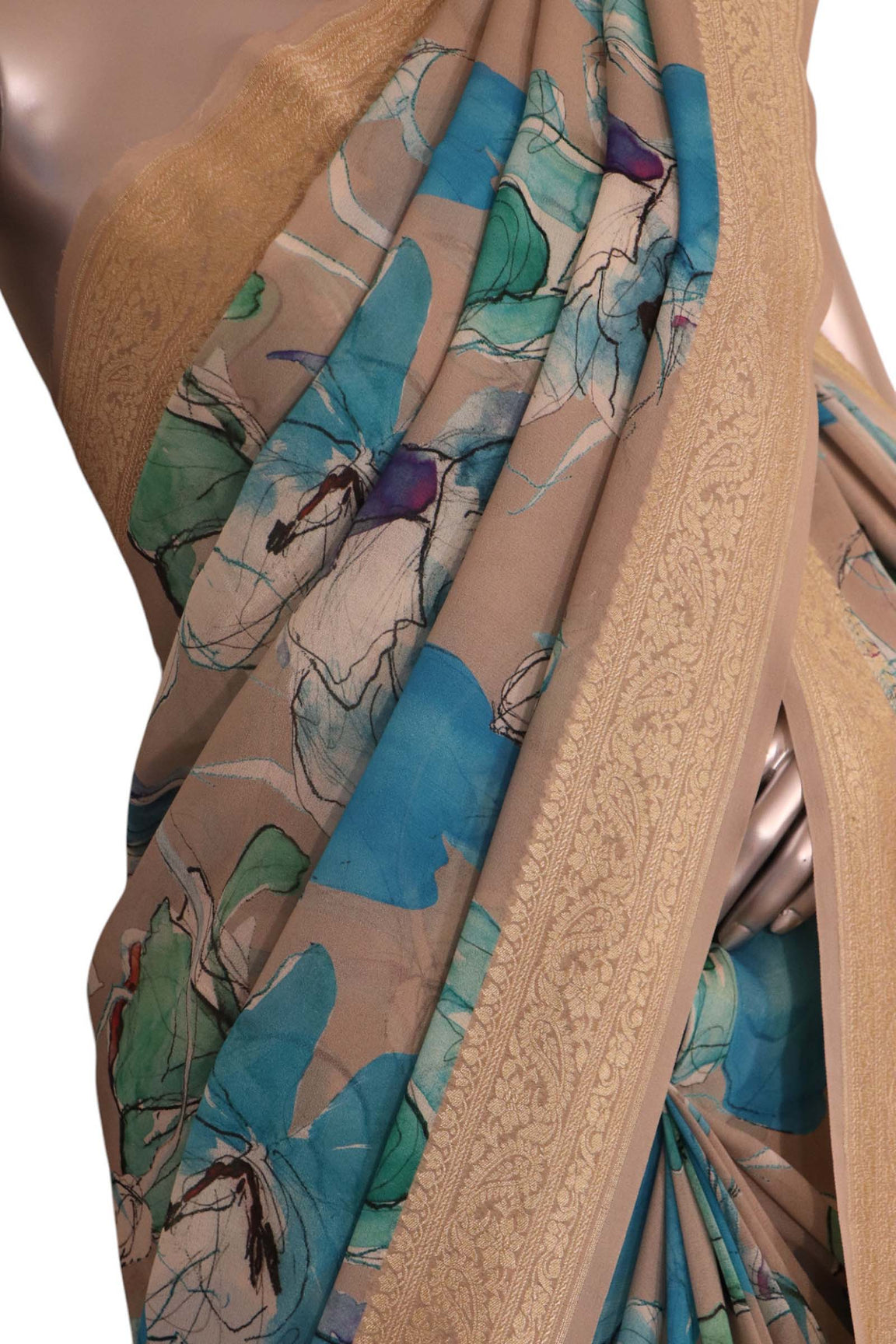 Pure Floral Georgette Silk Saree AK210488