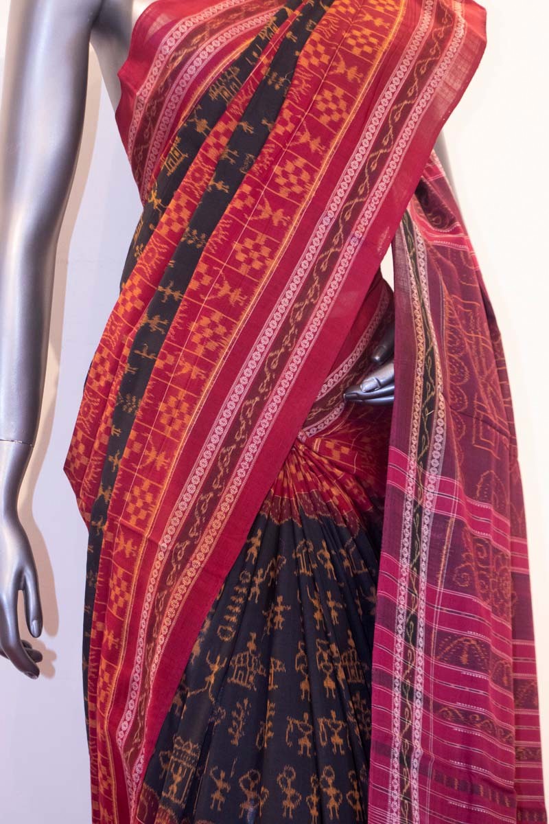 Exquisite Handloom Thread Weave Orissa Ikat Patola Cotton Saree-Without Blouse AF210819