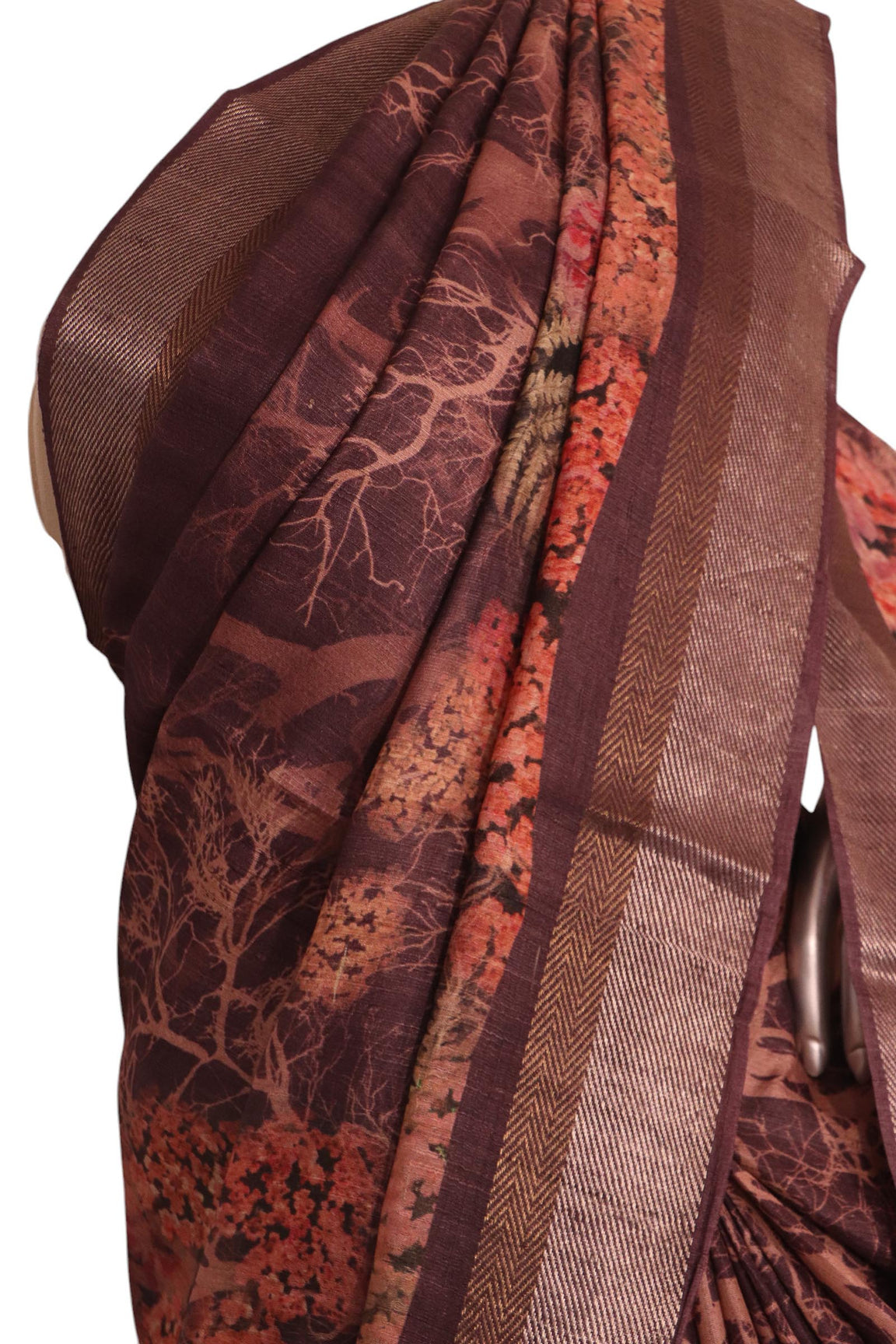 Pure Floral Tussar Silk Saree AK210625