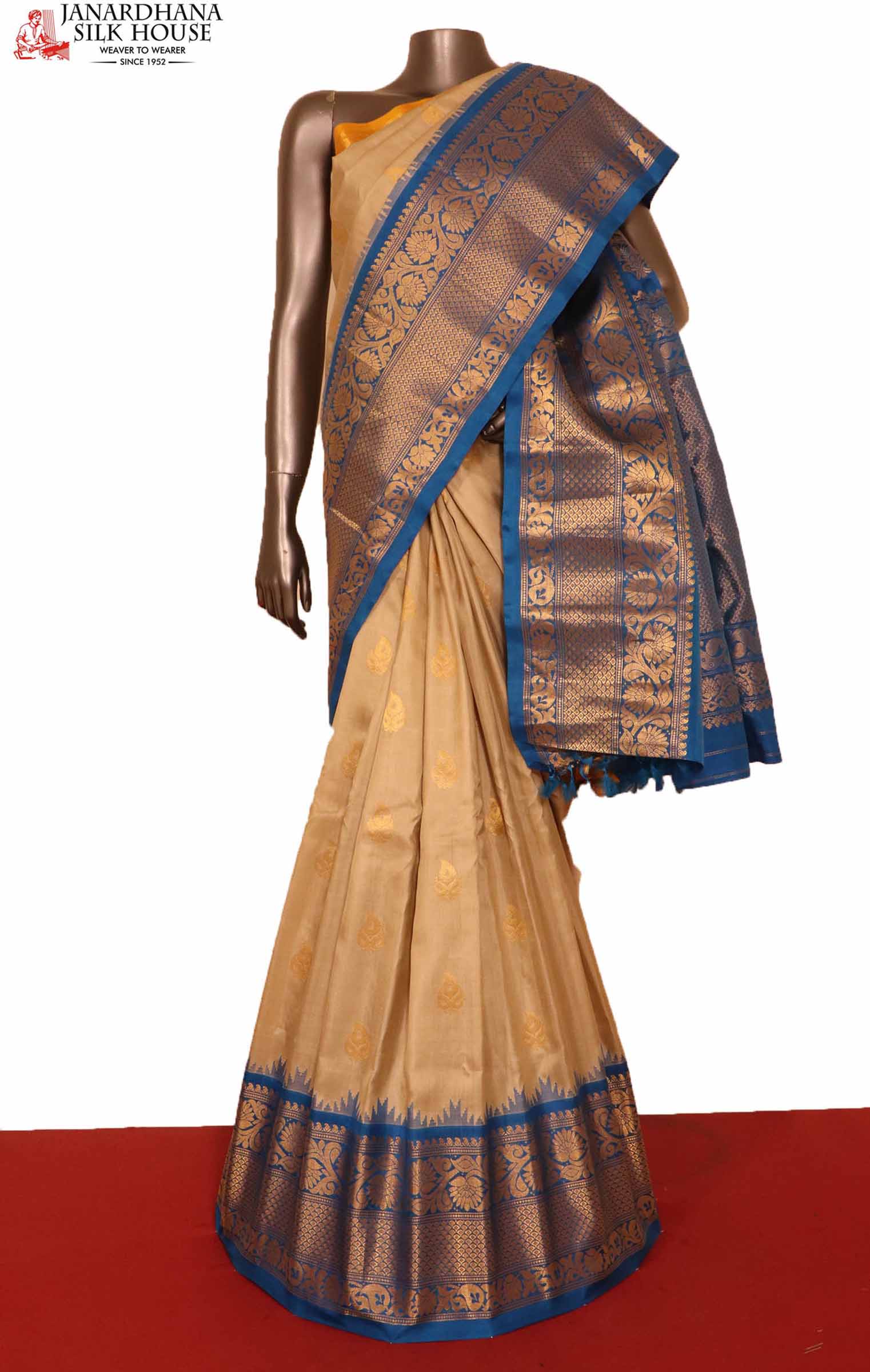 Grand &amp; Ganga Jamuna Handloom Pure Gadwal Silk Saree AG207199