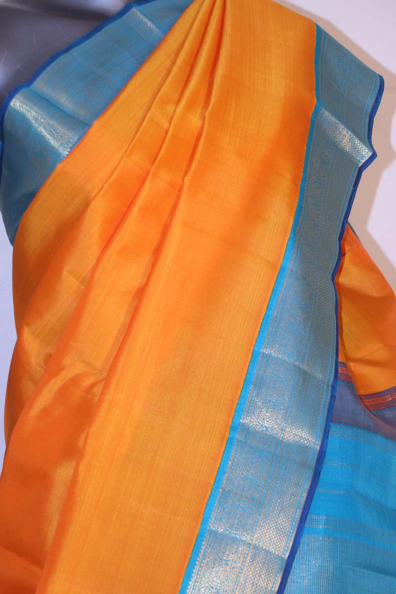 Yellow Contrast Kanjeevaram Silk Saree AI214500