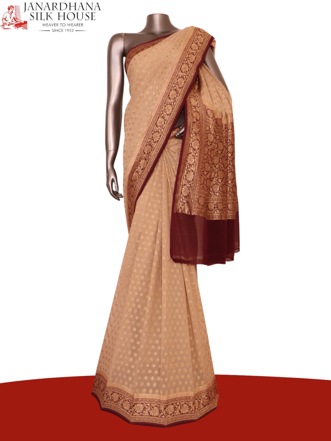 Pure Handloom Zari Butta Banarasi Georgette Silk Saree AK206080