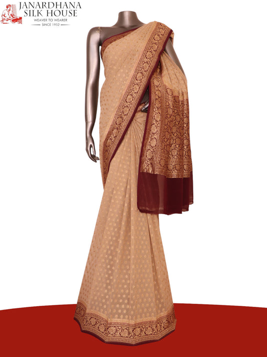 Pure Handloom Zari Butta Banarasi Georgette Silk Saree AK206080