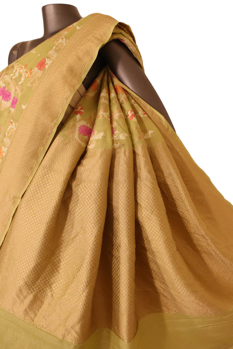 Meenakari Floral Handloom Tussar Silk Saree AJ202481