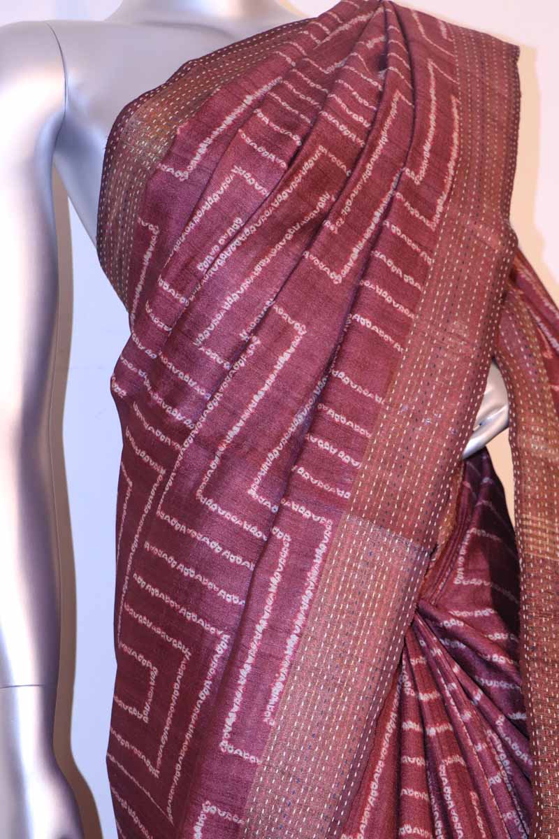 Exclusive Printed Pure Tussar Silk Saree Thread Work Border AI202268