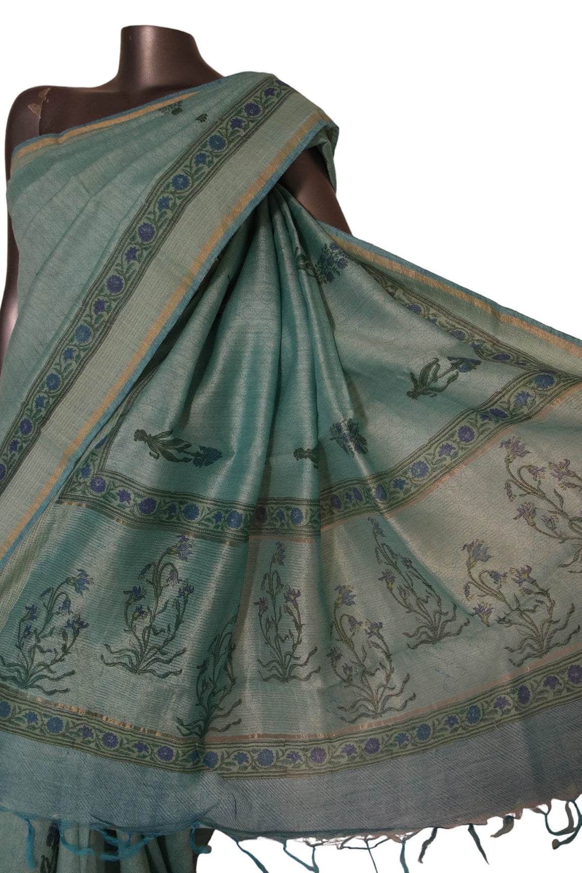 Pure Floral Tussar Silk Saree AJ205597