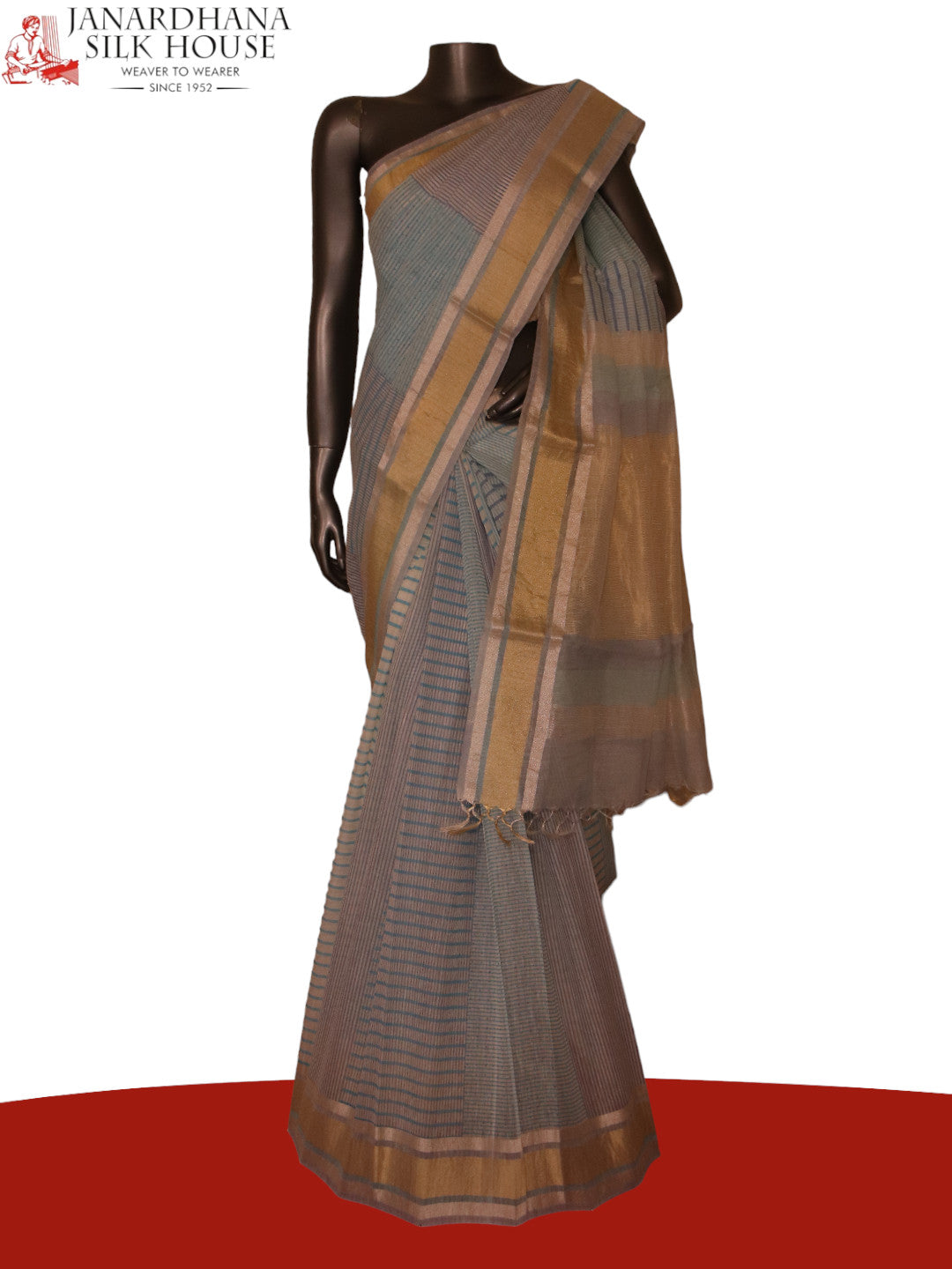 Pure Print Gold Silver Zari Soft Tussar Silk Saree AJ205586