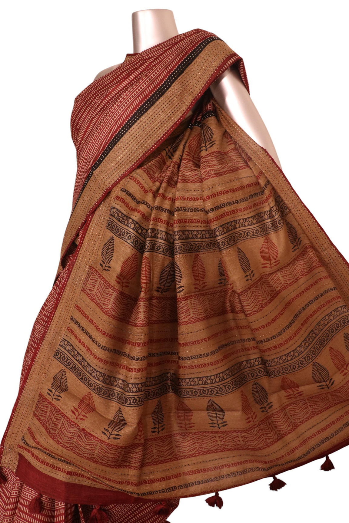 Pure Floral Zari Tussar Silk Saree AK208402