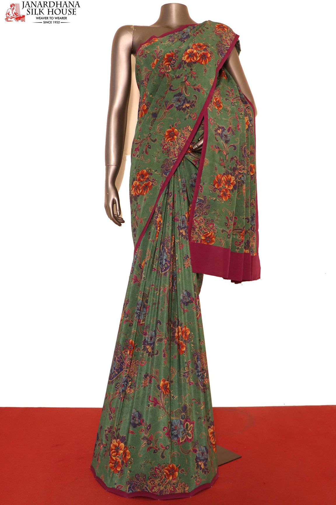 Printed Pure Crepe Silk Saree AI209571