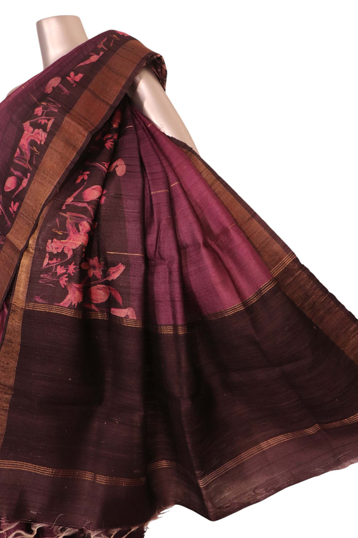 Pure Multi Shade Floral Tussar Silk Saree AK210624