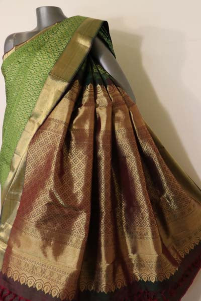 exquisite grand wedding zari brocade kanjeevaram silk ssjg01030