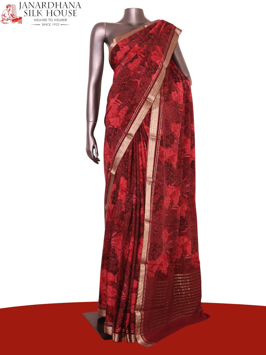 Pure Floral Zari Crepe Silk Saree AL206179