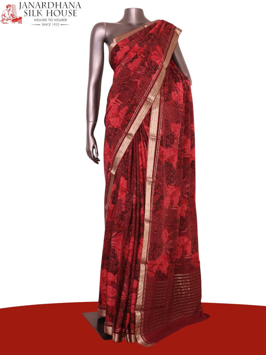 Pure Floral Zari Crepe Silk Saree AL206179