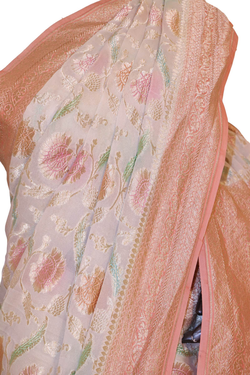 Designer Floral Banarasi Georgette Silk Saree AJ202633