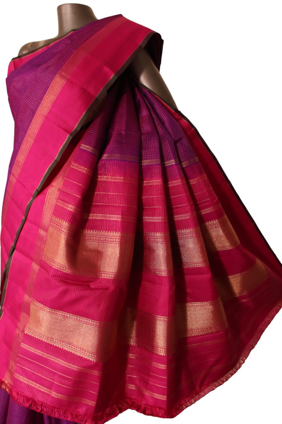 Traditional Checks Kanjeevaram Silk Saree AJ211608