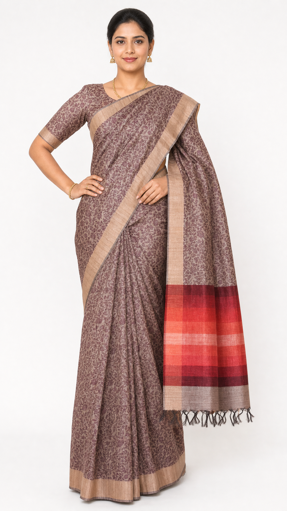 designer pure tussar silk saree ah205113