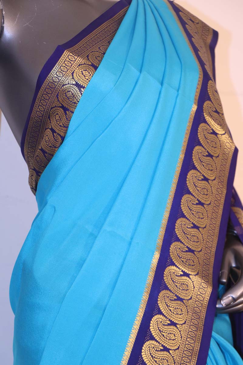 Traditional Contrast Pure Mysore Crepe Silk Saree AI203652
