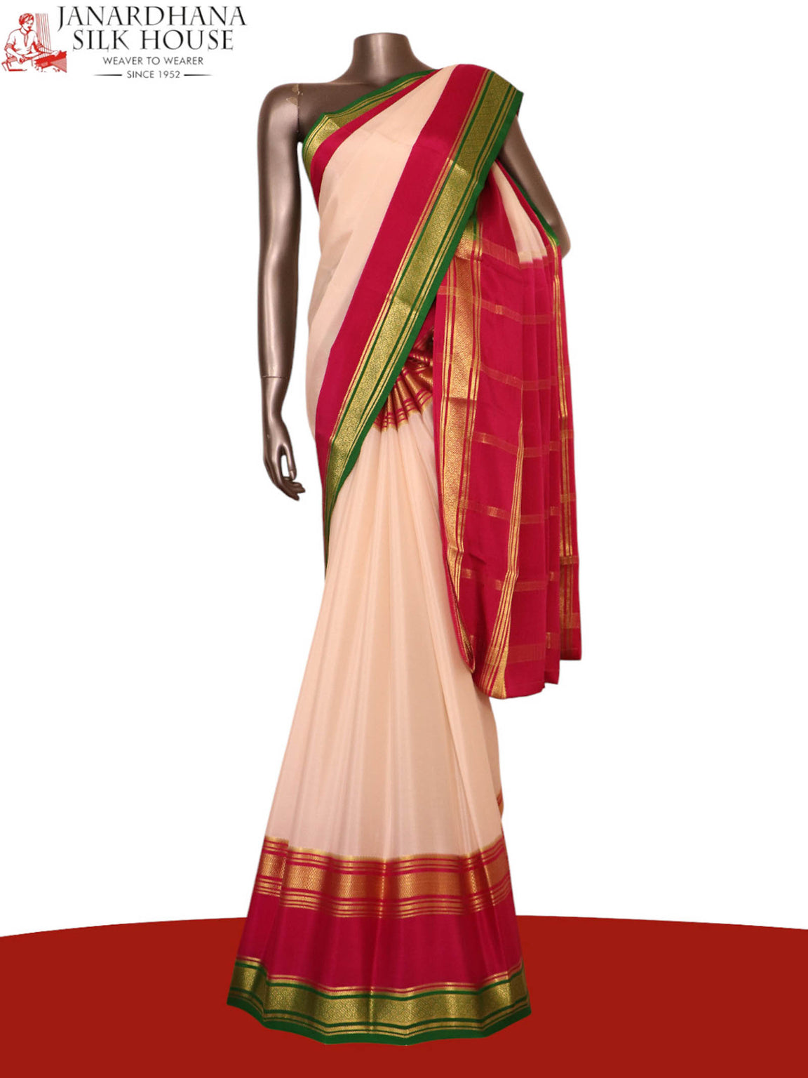 Pure Multi Contrast Mysore Crepe Silk Saree AK210492