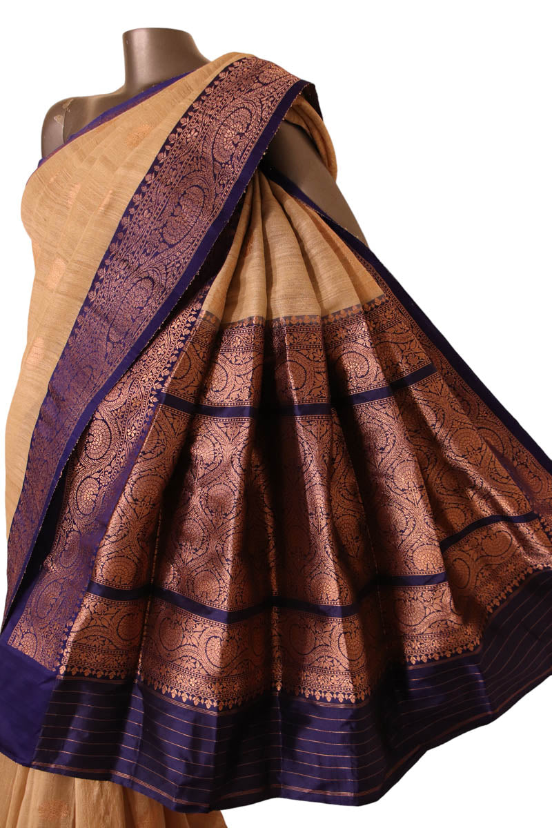 Exclusive Classic Contrast Handloom Tussar Silk Saree AJ202599