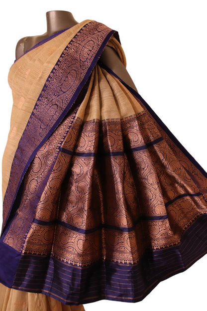 Exclusive Classic Contrast Handloom Tussar Silk Saree AJ202599