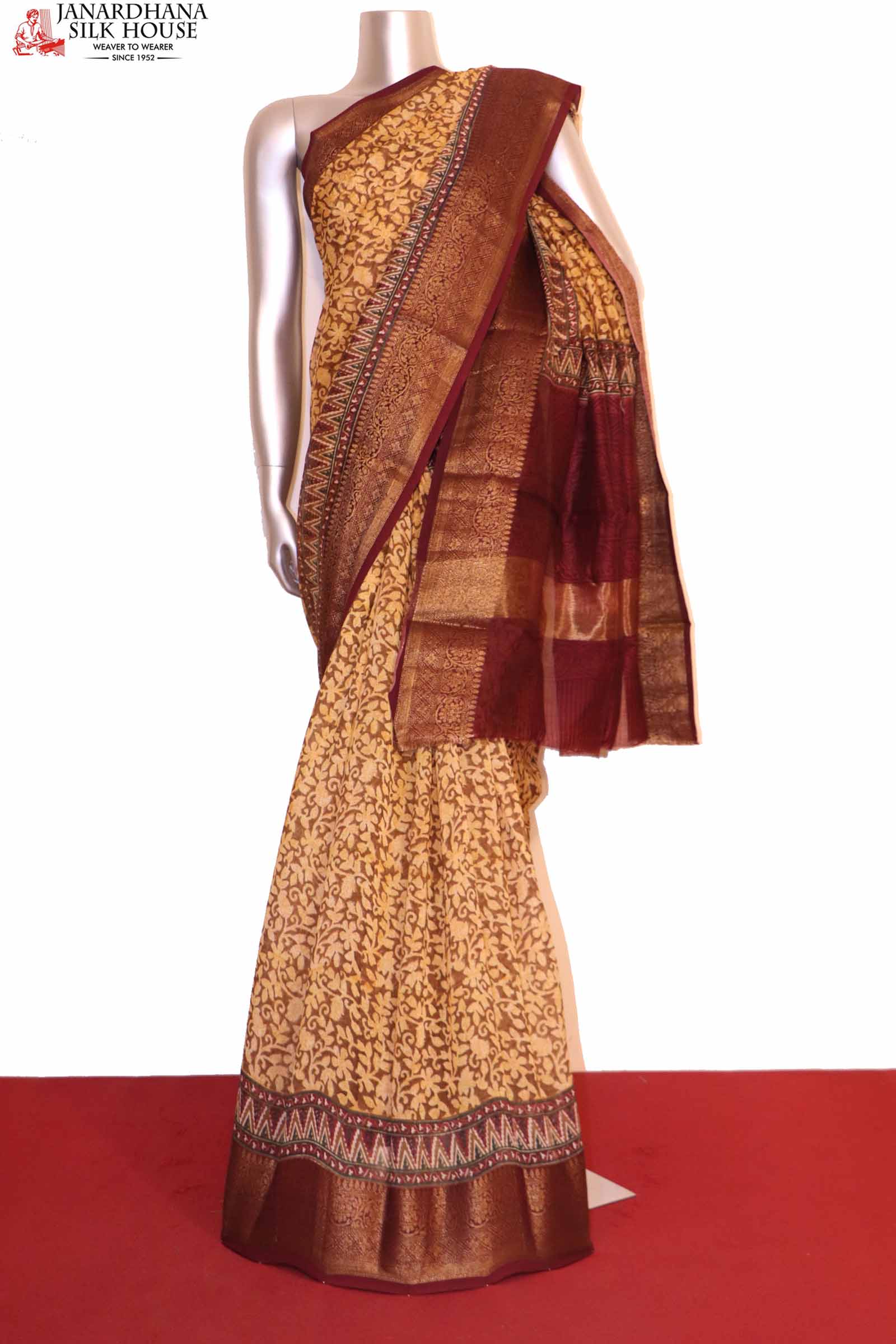 Printed Exclusive Soft Pure Cotton Chanderi Saree AI200655