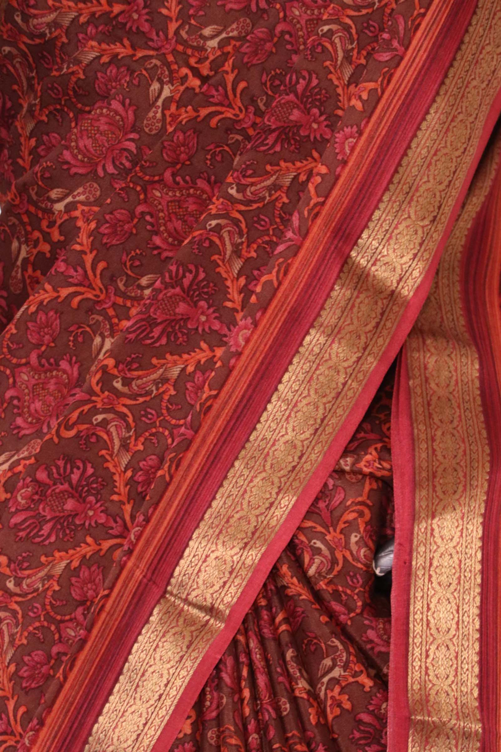 Pure Floral Zari Crepe Silk Saree AL206172