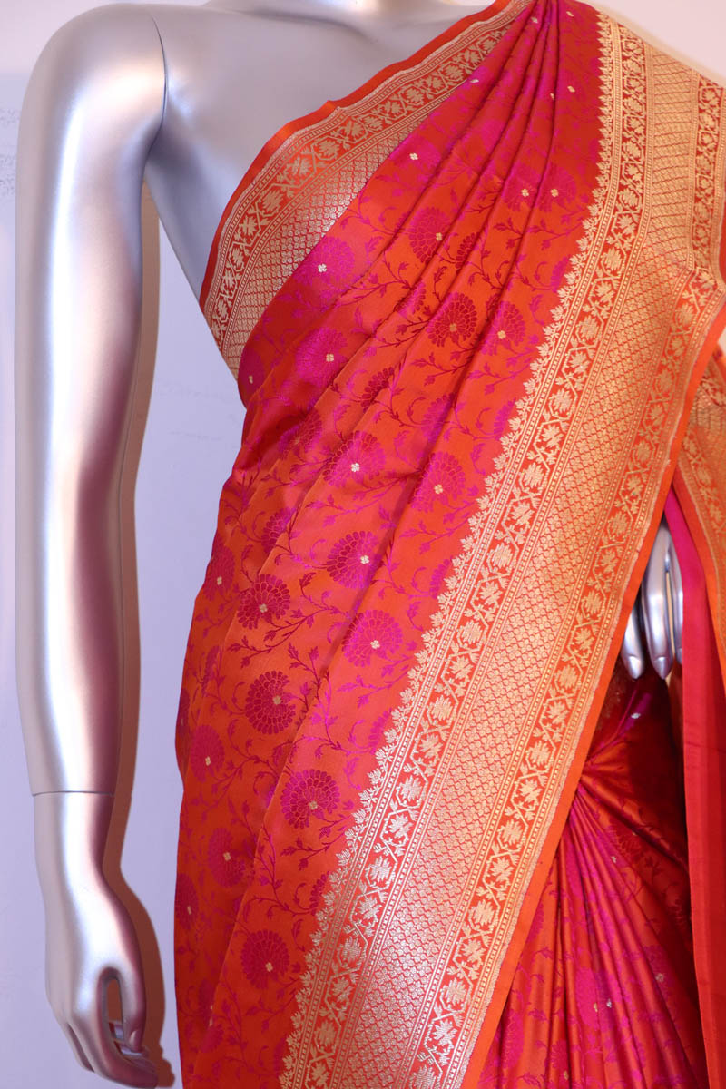 Exclusive Satin Tanchoi Jamawar Silk Saree-Master Weaves AH209953