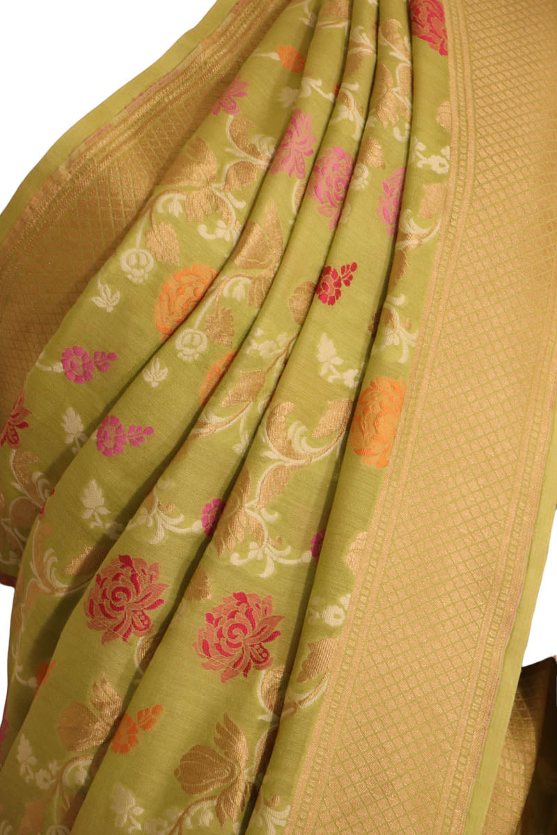 Meenakari Floral Handloom Tussar Silk Saree AJ202484