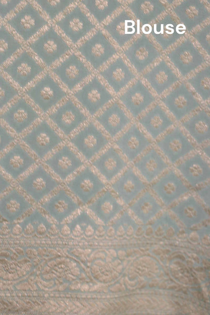 Pure Handloom Zari Butta Banarasi Crepe Silk Saree AL206655
