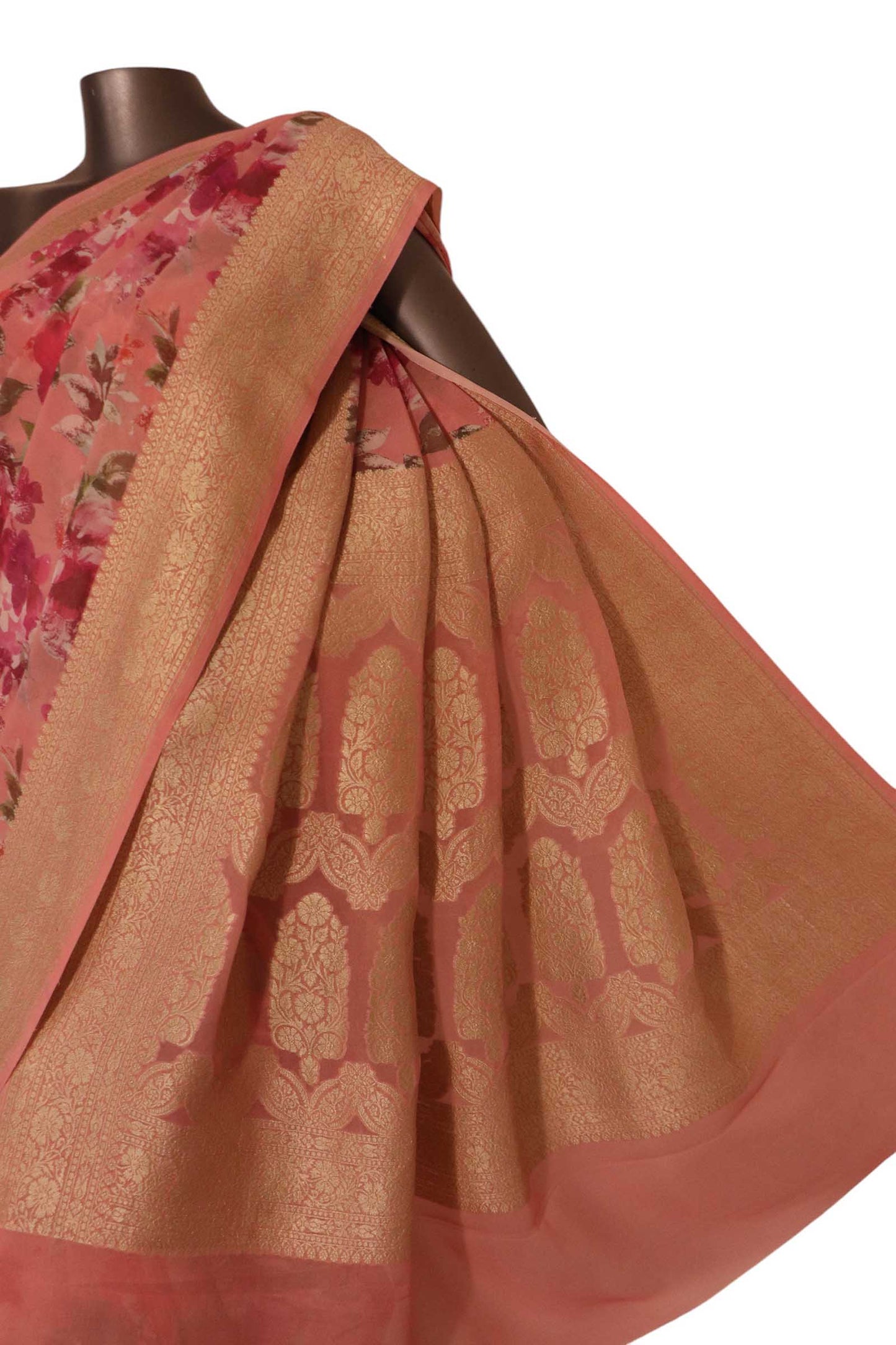 pure floral georgette silk saree ak202412