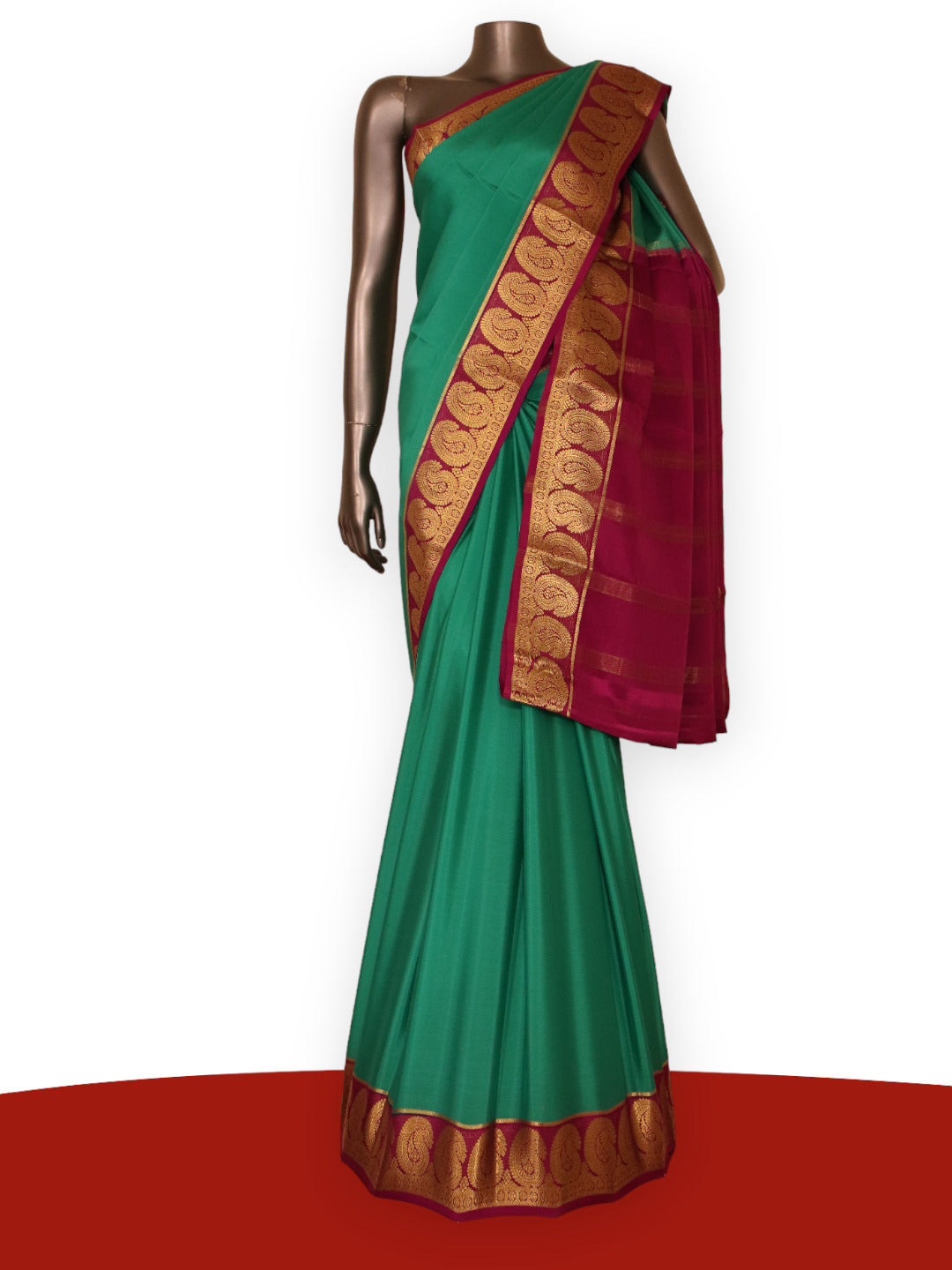 Traditional Contrast Pure Mysore Crepe Silk Saree AJ205294