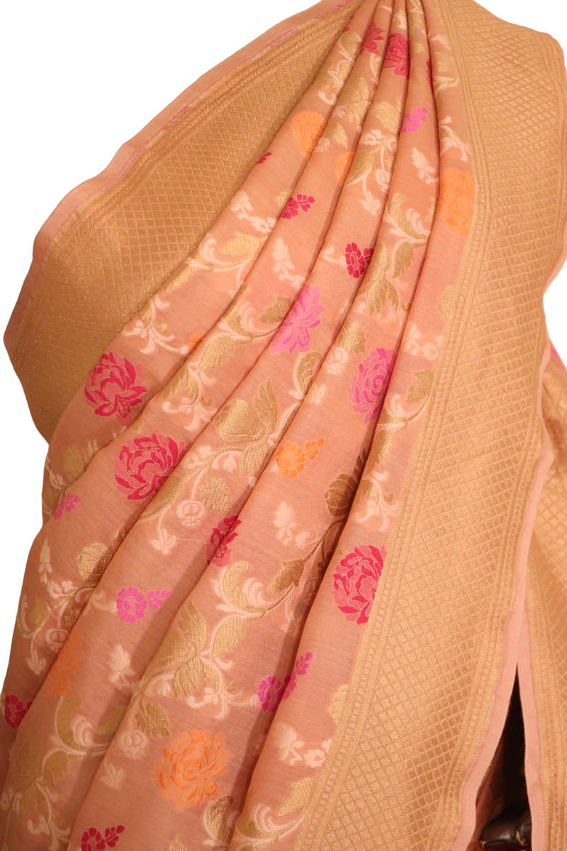 Meenakari Floral Handloom Tussar Silk Saree AJ202483