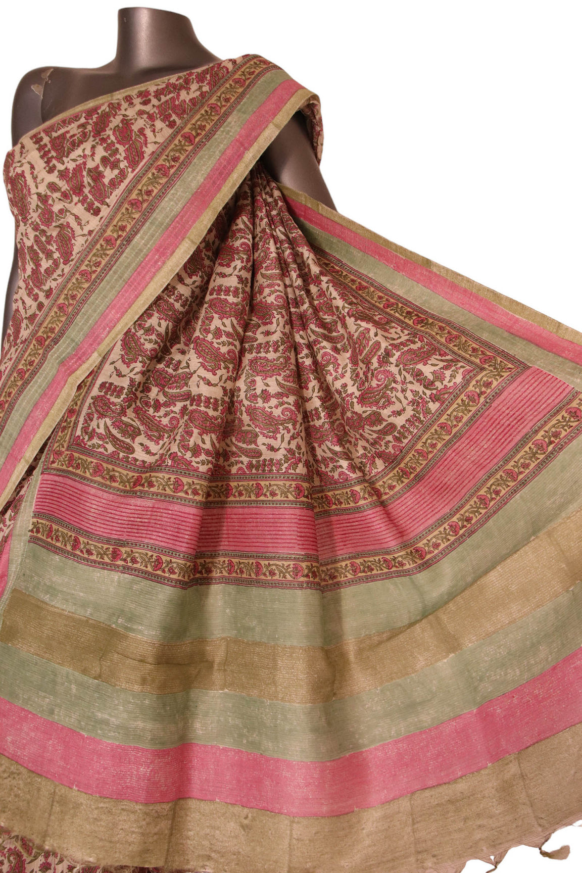 Pure Floral Tussar Silk Saree AJ205593