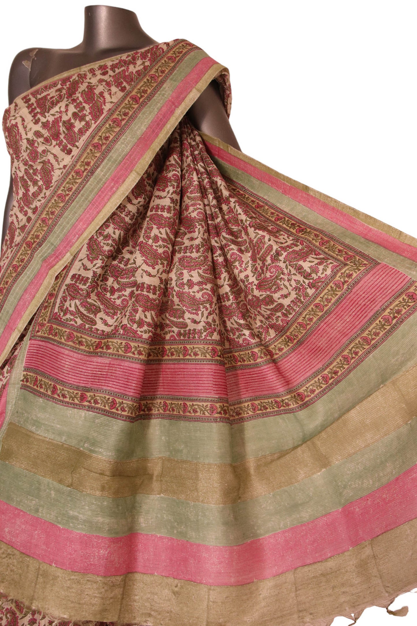 pure floral tussar silk saree aj205593